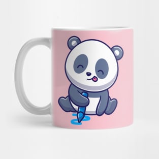 Cute Panda Drawing With Crayon Cartoon Mug